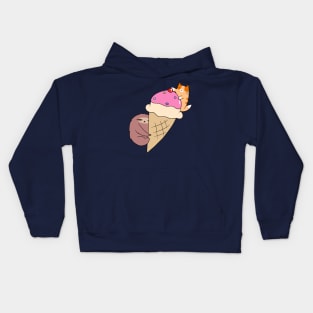 Cat and Sloth Icecream Cone Kids Hoodie